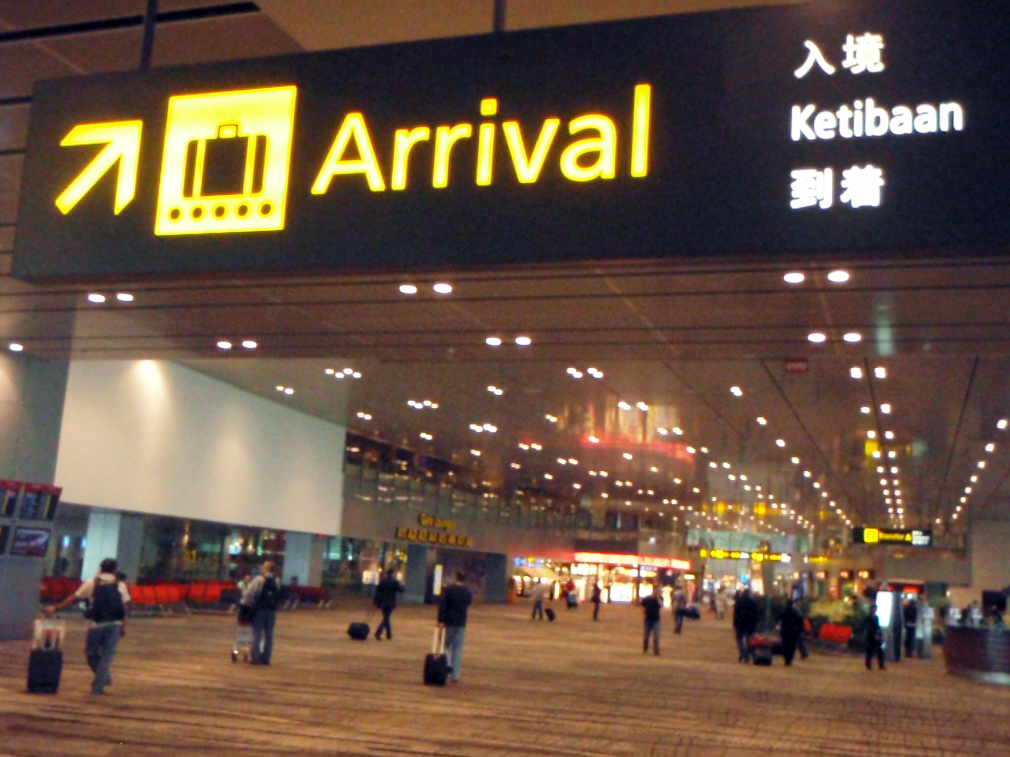 Arrivals hall at Changi airport in Singapore.